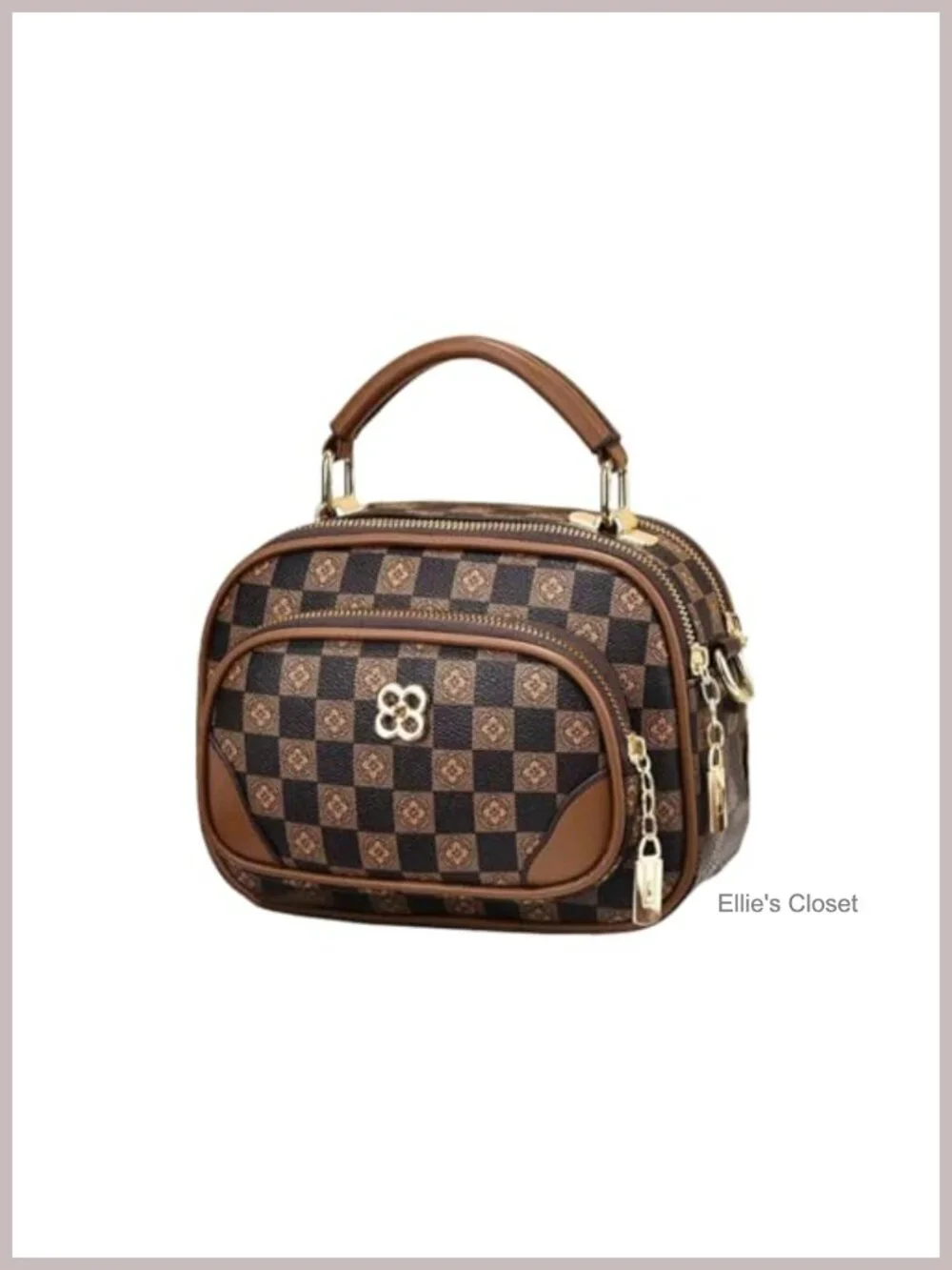 Retro Letter Print PU Leather Satchel Crossbody Bag Women Multi-Pocket Handbag